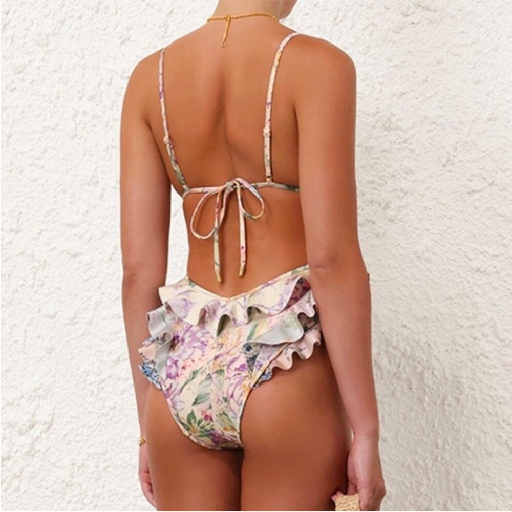 ZIMMERMAN Halliday Waterfall Frill One Piece swimsuit floral NEW US 8 - Picture 2 of 15